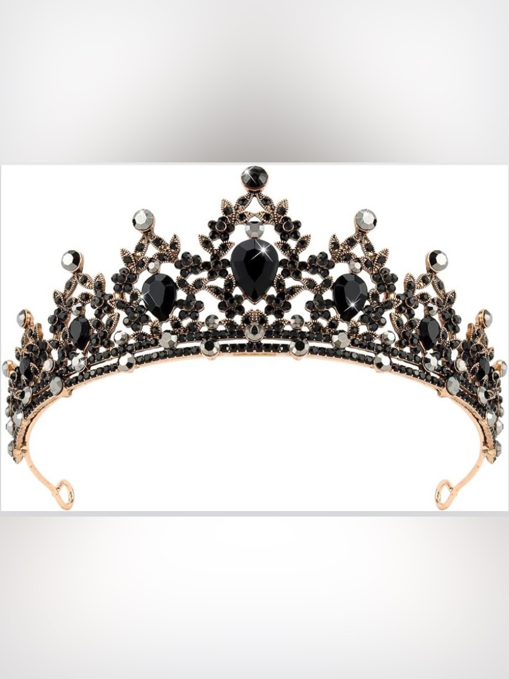 Black Jeweled Tiara Crown - Women Accessories